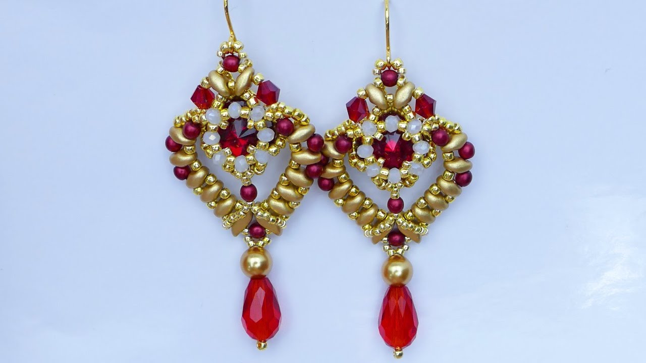 Beautiful earrings with 12 mm rivolis/Tutorial
