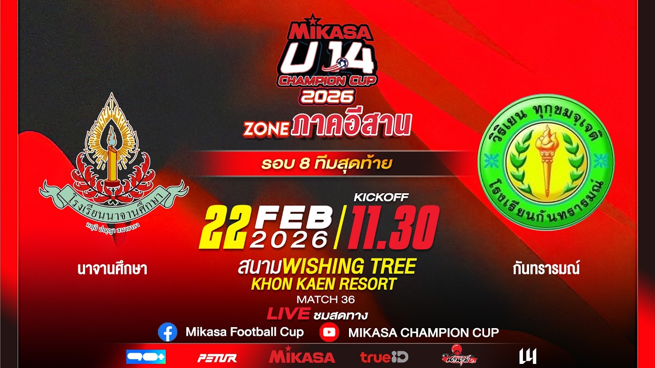 🔴 LIVE : นาจานศึกษา VS กันทรารมณ์ | MIKASA U14 CHAMPION CUP 2026 | รอบ 8 ทีมสุดท้าย