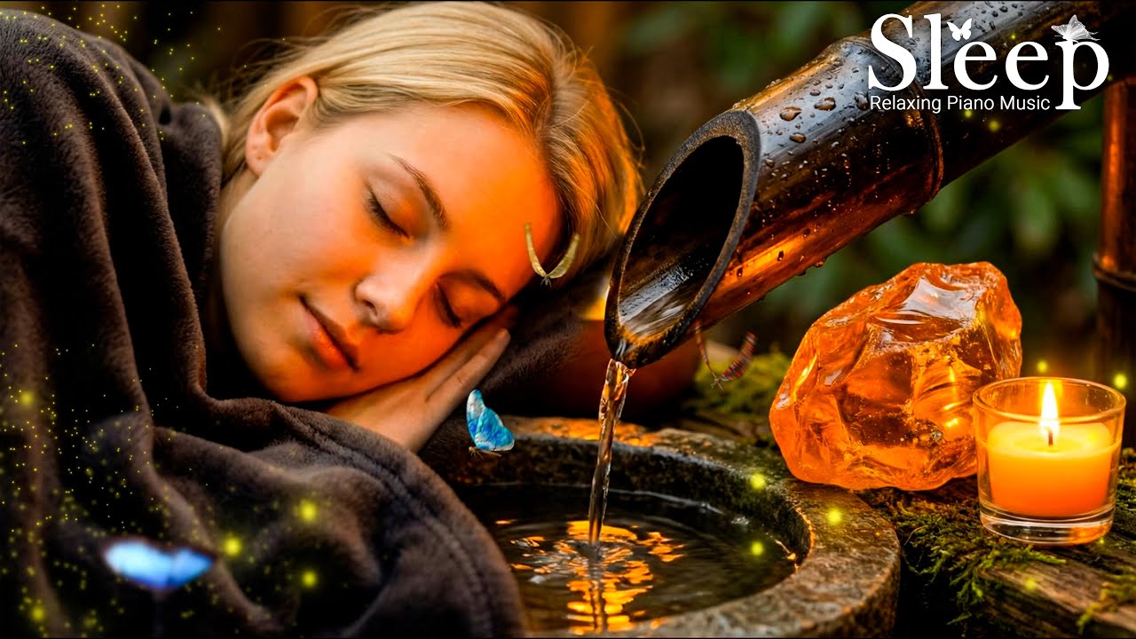 Sleep with Bamboo Water 🍁 Healing Piano Music with Water Sounds 🌿 Serenity
