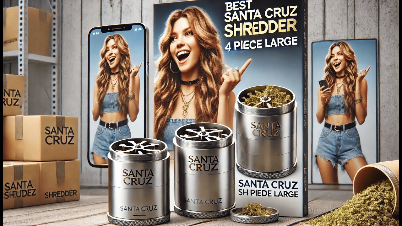 🌿 Santa Cruz Shredder Jumbo Metal Herb Grinder Knurled Top | Best Santa Cruz Shredder 4 Piece Large🌿