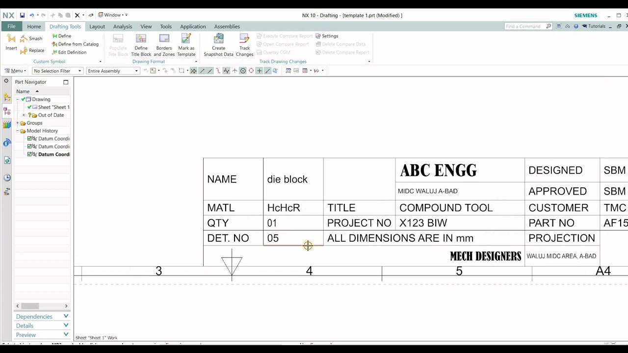Create NX Drafting Template using AutoCAD File