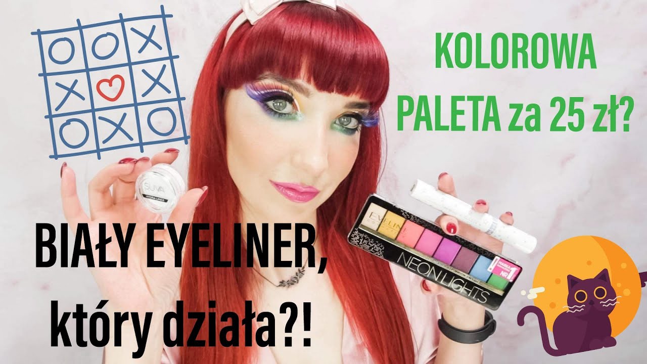 Test kosmetyków | paleta Eveline - Neon lights | tusz klasyk glam-shop | odżywka na kucyk hip chic