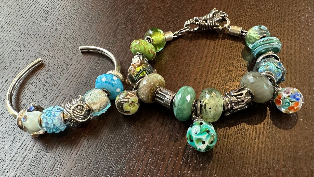 Trollbeads Spring Designs 💚🩵💙 Music Themed Silver Beads & New Tassels, Mini Barrels