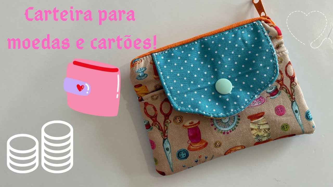 Carteira para moedas e cartões passo a passo 😍 #carteira #costura #moedas #facil
