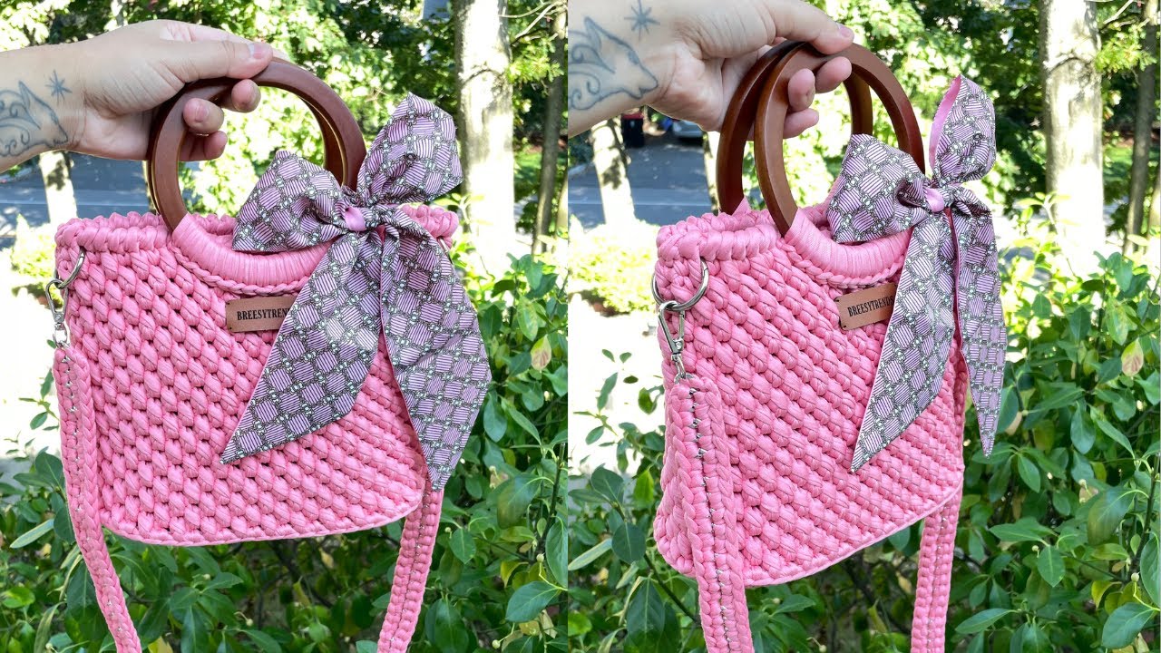 Учимся вязать узор “елочка” с этой сумкой из трикотажной пряжи 👜 | Руководство для начинающих