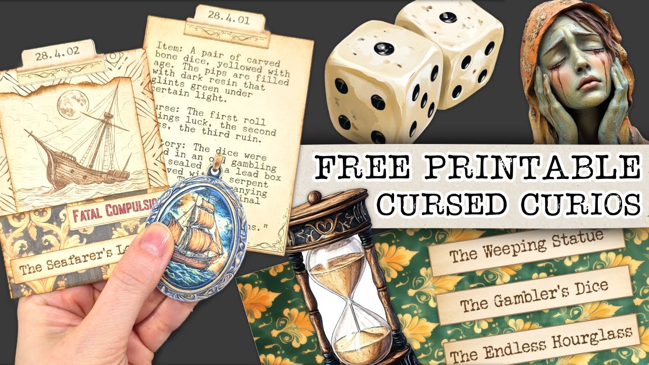 The Cursed Curio Challenge! Junk Journal Kit | Printable Craft to Junk Journal With Me!