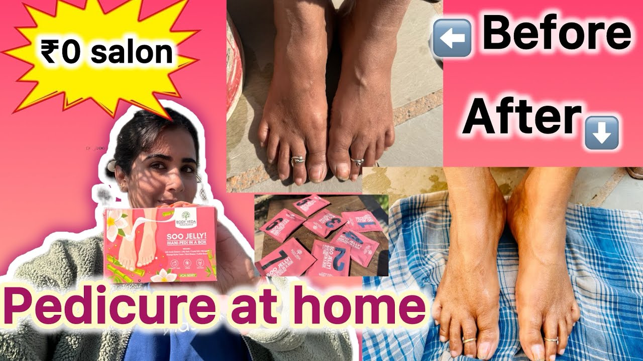 ₹0 Salon Pedicure at Home 😱 | Instant Clean & Soft Feet 🦶| Body veda So Jelly pedicure kit| At ₹100 