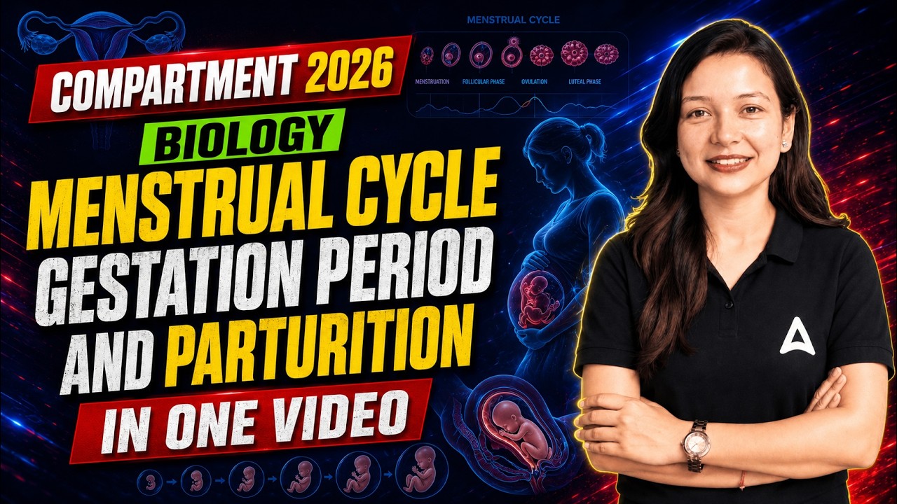Class 12 Biology Compartment 2026 | Menstrual Cycle, Gestation Period & Parturition in One Video 📑