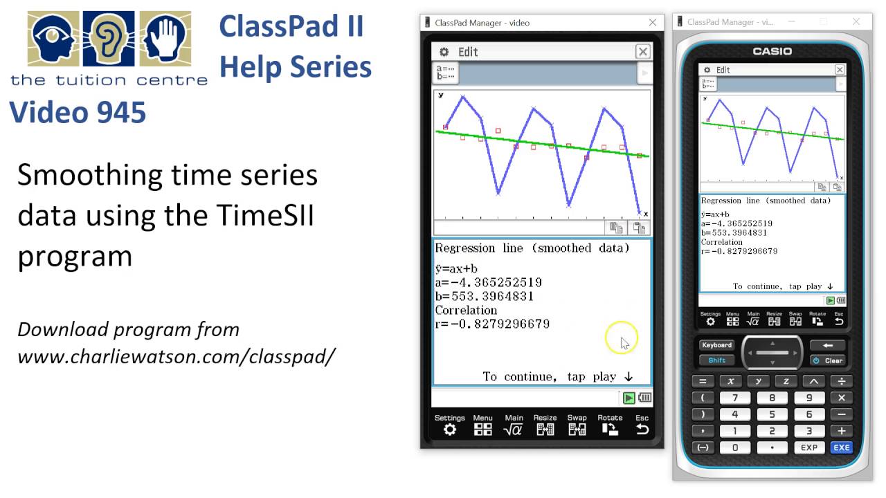 ClassPad Help 945 - Smoothing Time Series using the program TimeSII