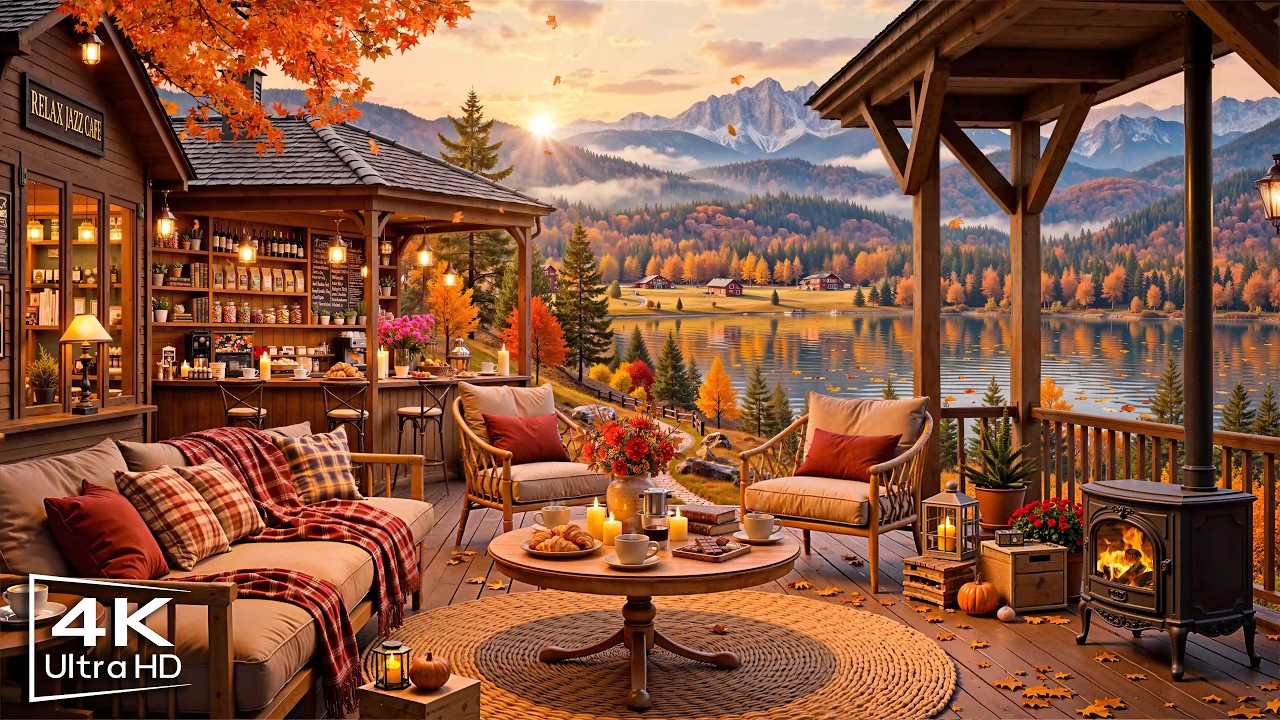 Warm & Smooth Jazz at Fall Coffee Shop Ambience 🍂 Relaxing Jazz Instrumental Music to Study, Work