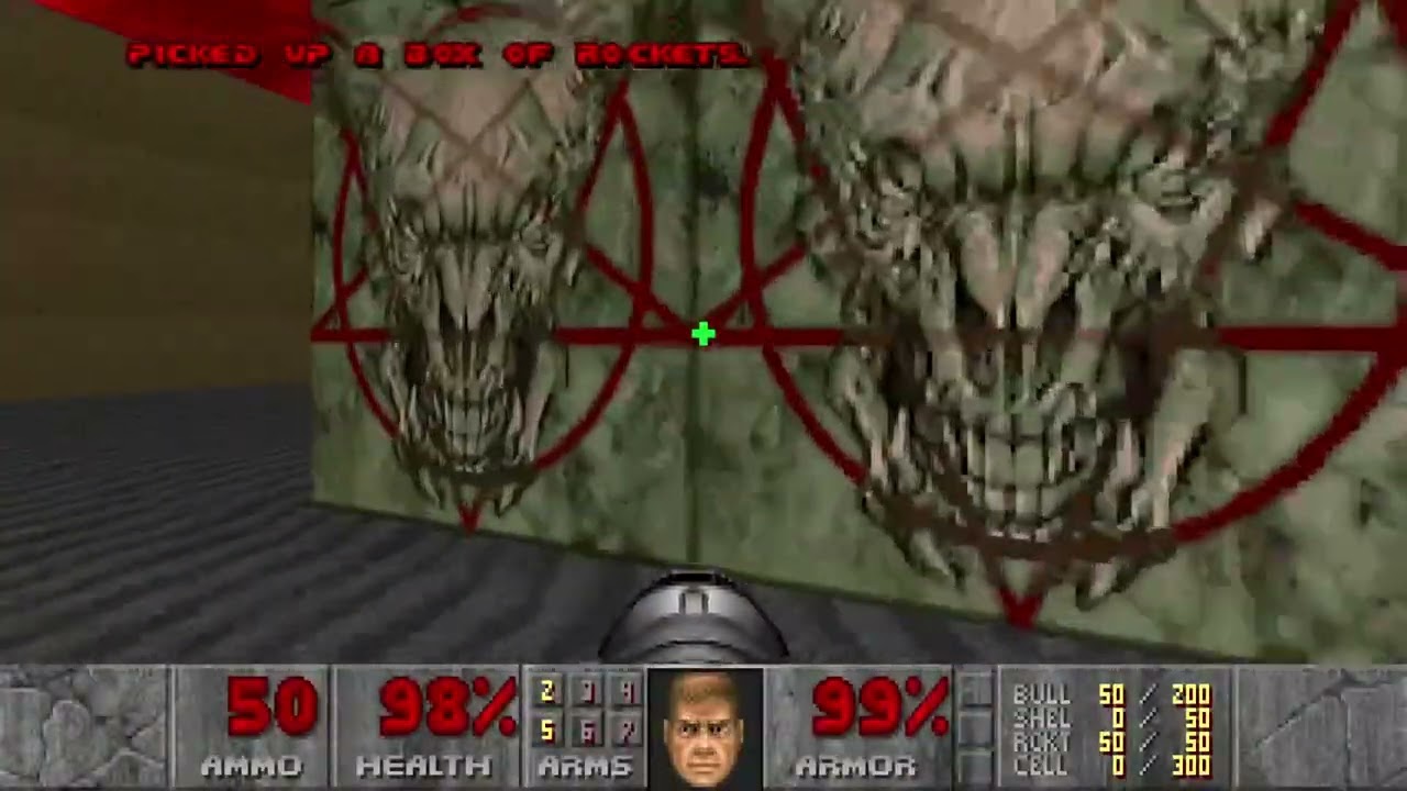 Fighting a boss fight  doom 1993 E2M8￼