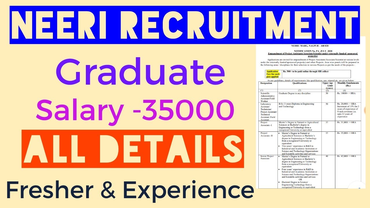 CSIR - NEERI RECRUITMENT 2020- All Details