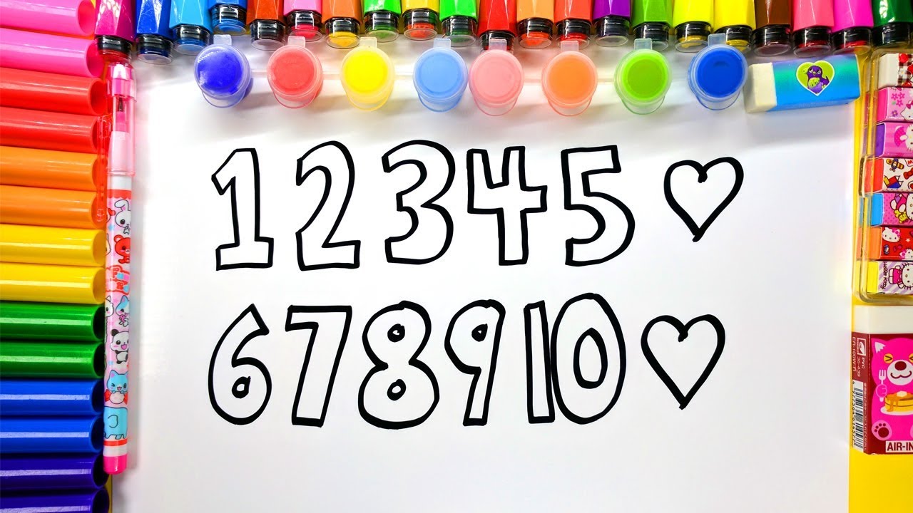 Disegnare e colorare i numeri in modo da i bambini possono imparare a disegnare il colore