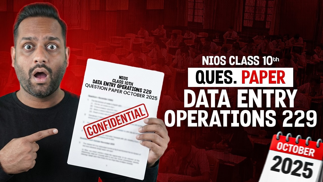NIOS Class 10 Data Entry Operations 229 Question Paper Oct 2025 | NIOS Class 10 Data Entry Paper