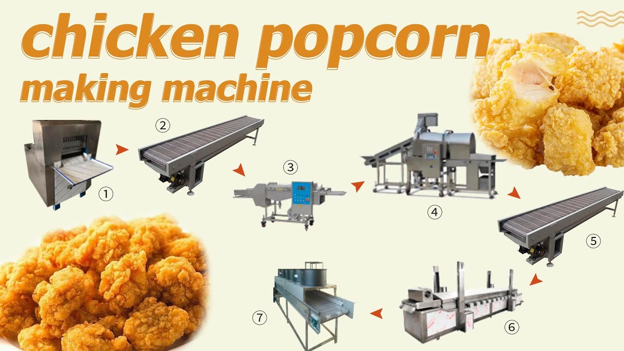 How is chicken popcorn made? Automatic chicken popcorn fish popcorn making processing machine line