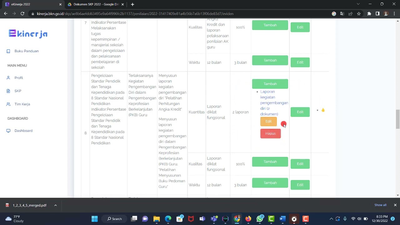 Tutorial Mengisi SKP pada E-Kinerja pada tahap setelah Disetujui Atasan