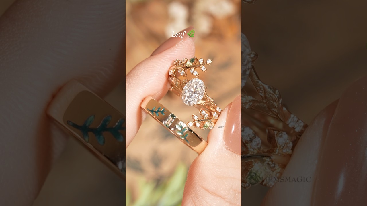 Nature&rsquo;s Touch for Two #gemsmagic #couplering #couple #leafring #weddingring #natureinspired #ring