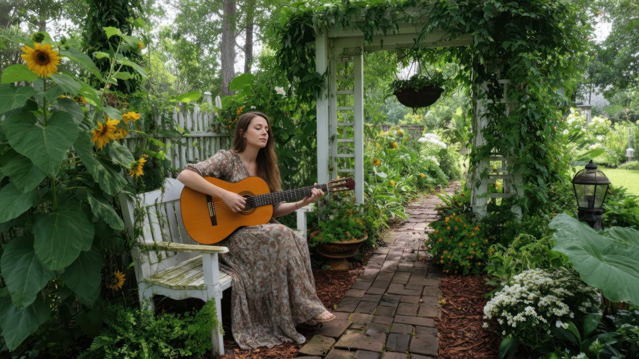 Old Country Home Acoustic Guitar Instrumental with Distant Thunderstorm Ambience