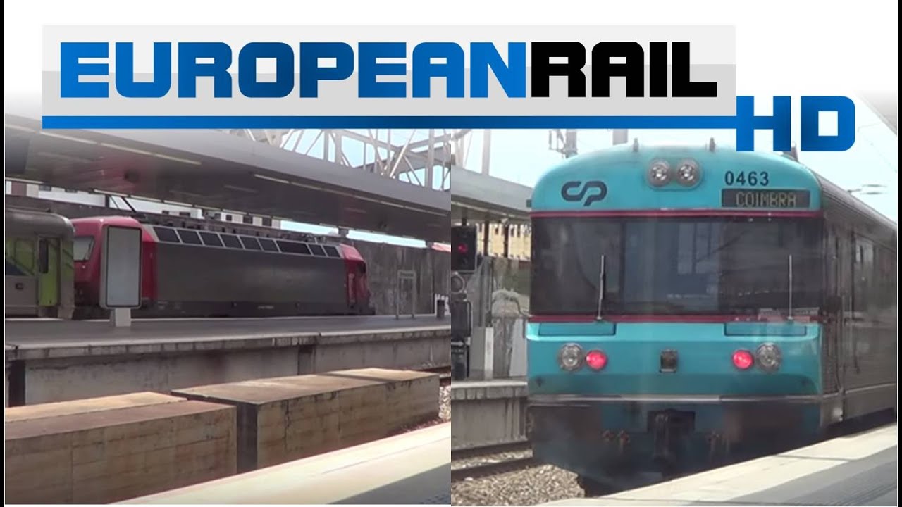 CP 5600 loco + 6 sorefames & 0450 DMU 0463 both depart and Fertagus 3513 arrives at Entrecampos