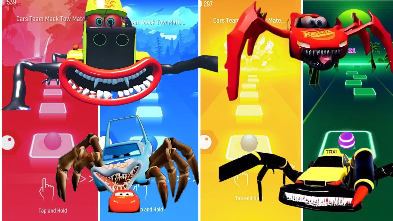 Giant Mack super vs Dinoco eater car vs Lightning mcqueen vs Taxi eater rdm