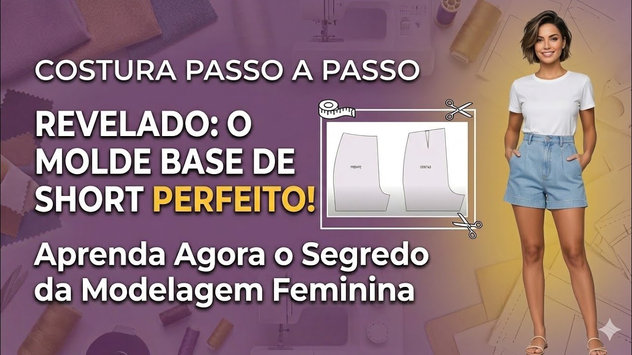 ✅️ DIY Como fazer Modelagem Base Short_Costura fácil passo a passo para iniciantes Gisleide Novelo
