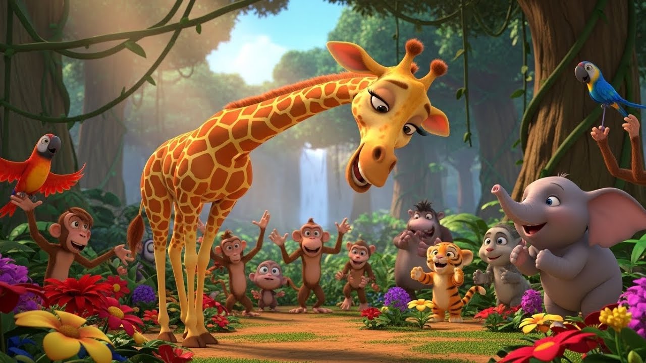 The Giraffe Who Jumped Rope 🦒🔴 | Fun Animal Story for Kids | Preschool Learning Video