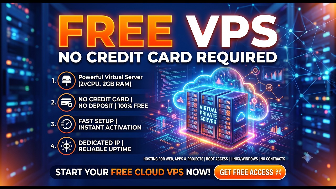 FREE VPS 2026 ( NO CREDIT CARD NEEDED) | good specs