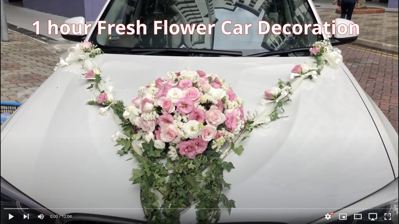 How to decorate wedding Car | Wedding Car Decoration | Fresh Flower Arrangment | 婚礼花车 粉｜Huamama SG