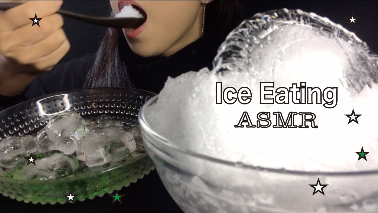 【ASMR】Moist powder ice & large thin ice (with small hard ice) ☆ ICE EATING SOUNDS