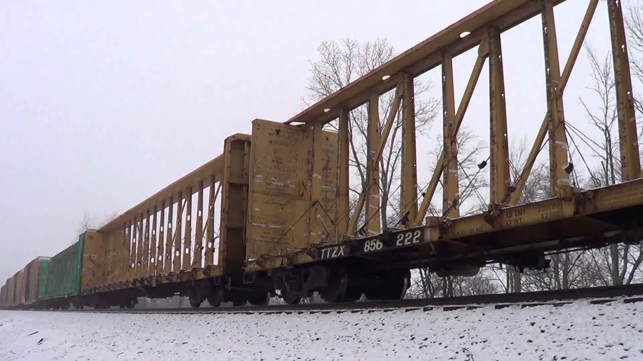 CSX train kick up snow Toledo Subdivision and Indyline