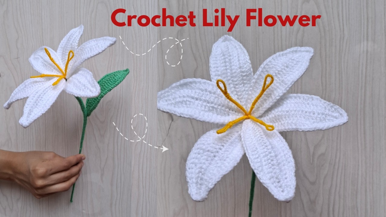 Crochet Lily Flower Tutorial 💐 | Realistic Lily Step by Step for Beginners #crochetlily