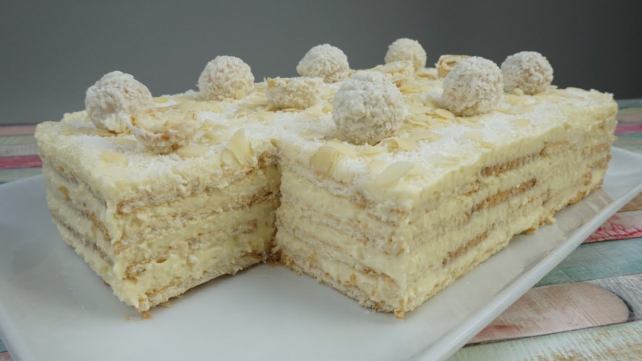 POSTRE DE COCO Y RAFFAELLO AL ESTILO TARTA DE LA ABUELA / SIN HORNO / MUY FÁCIL