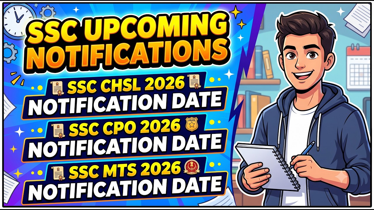 SSC Upcoming Notifications 2026 | CHSL, CPO & MTS Notification Dates & Exam Schedule