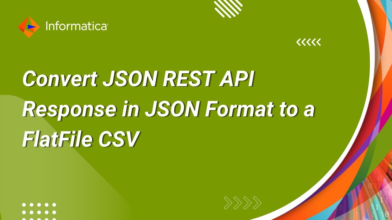 How to Convert JSON REST API Response in JSON Format to a FlatFile CSV using a Mapping
