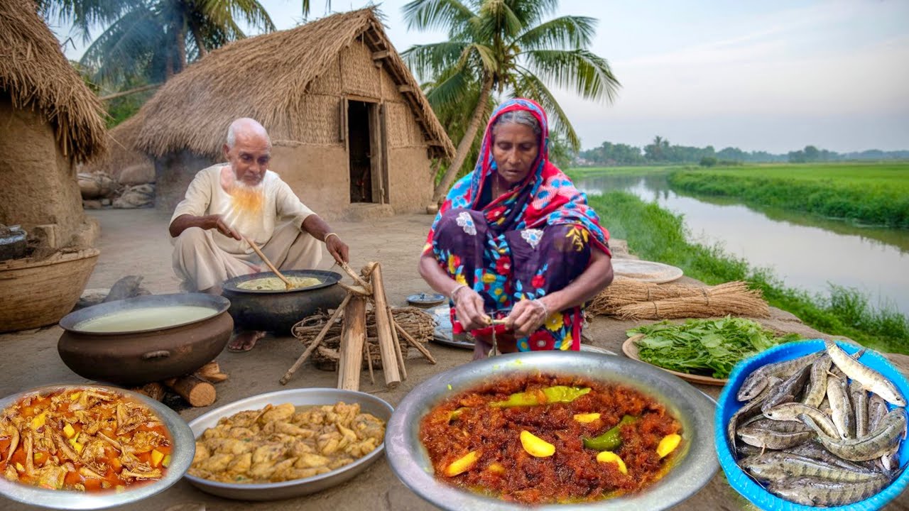 বৃদ্ধ নানি ও নানার মজার রান্না।টাকি মাছের ভর্তা ও মুরগির মাংসের ঝোল\village cooking old grandmother 