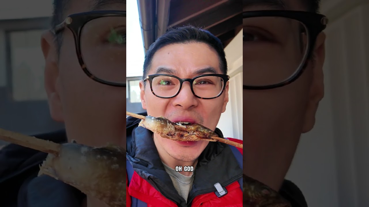 Eating Grilled Sweetfish at Toyosu Market, Tokyo