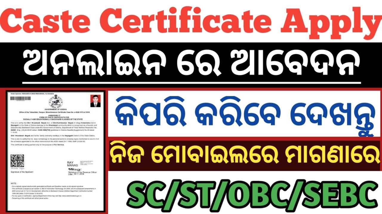 How To Apply Caste Certificate Online in Odisha || OBC/SEBC/SC/ST Certificate Apply Online || #SG