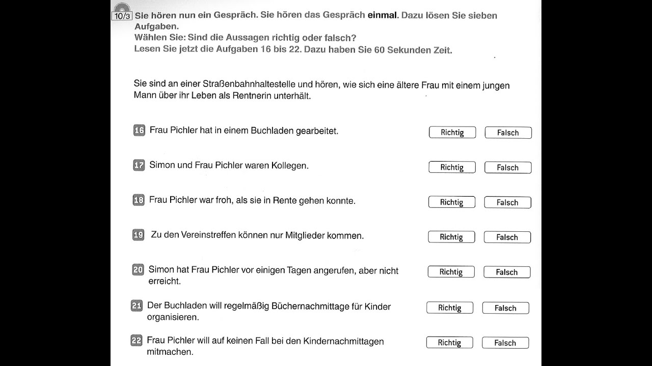 Goethe-ÖSD-Zertifikat B1 │ LISTENING TASK  (ANSWERS IN THE COMMENTS)