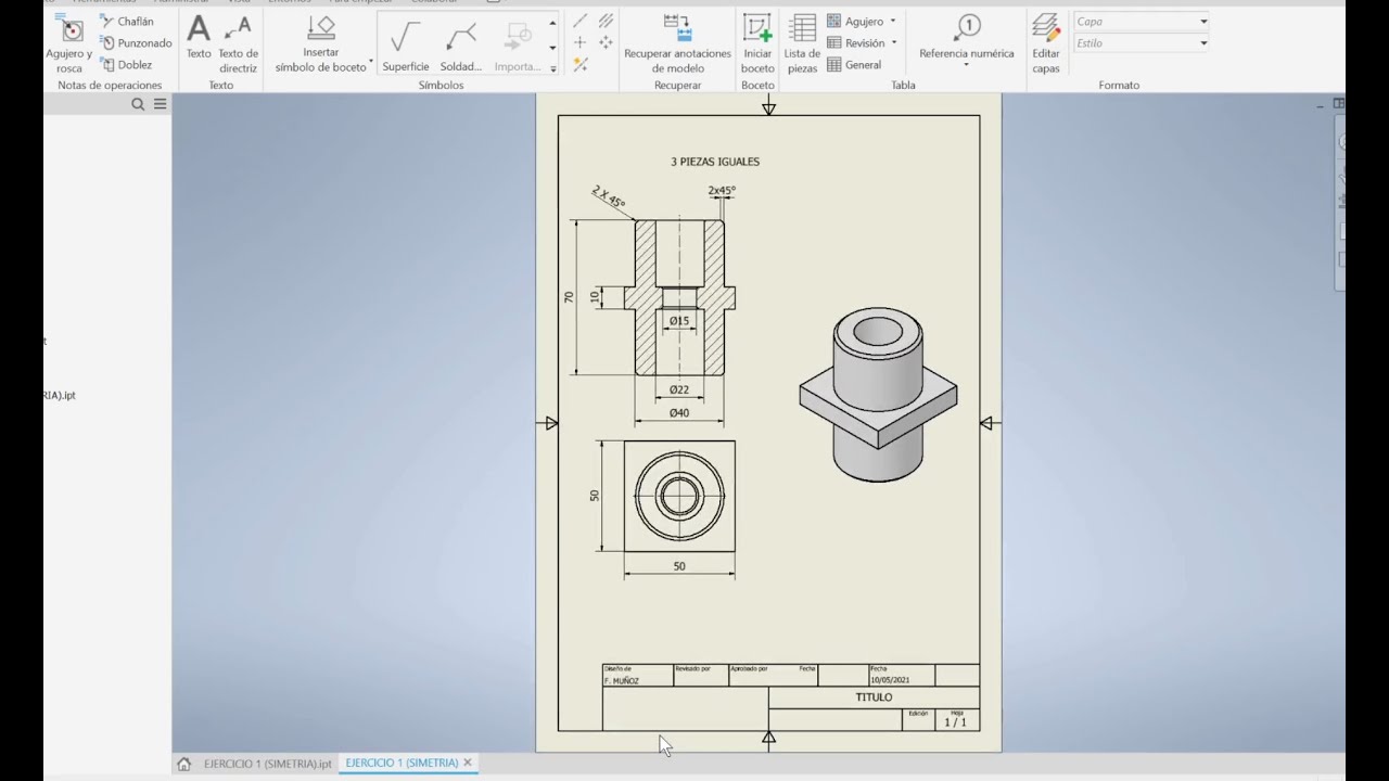 Autodesk Inventor 2022: introducción a impresion, dibujos