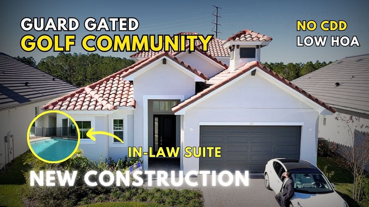 New Construction Luxury Home Davenport, FL: Guard-Gated, Golf, Courtyard Pool, & In-Law Suite NO CDD