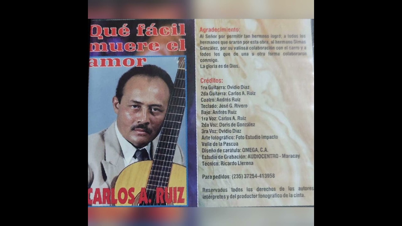 QUÉ FÁCIL MUERE EL AMOR. Letra y música de Carlos Ruíz
