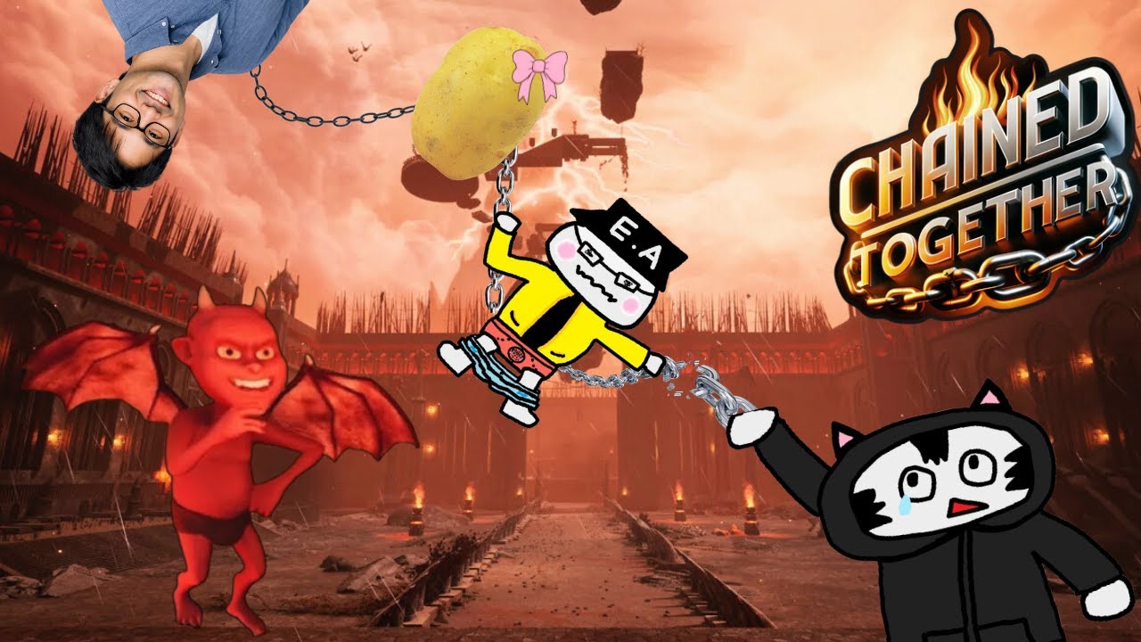 Black Cat ⛓️ Potato ⛓️ Asian Dude ⛓️Dwarf plays CHAINED TOGETHER