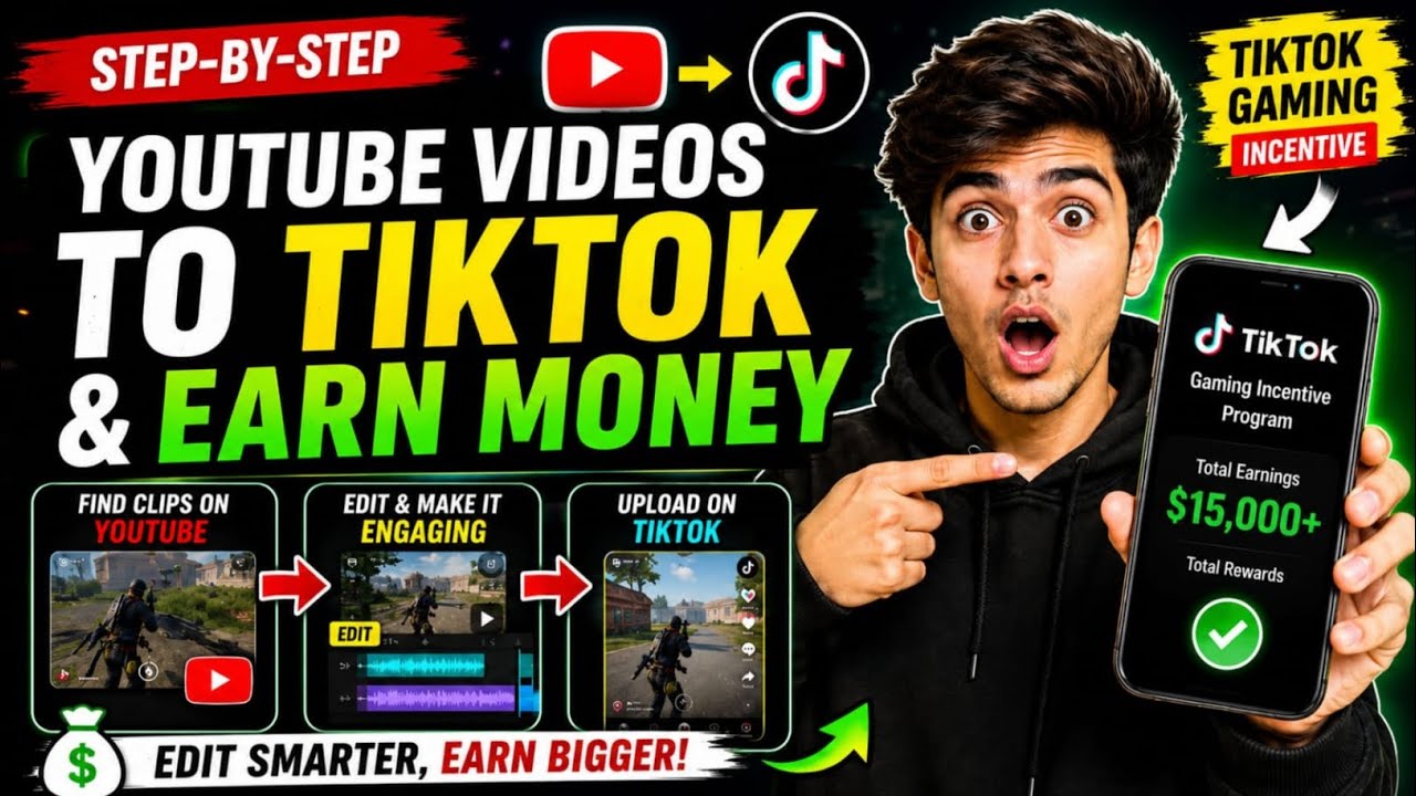 How I Upload YouTube Gaming Videos on TikTok & Earn Money 🎮🔥 | TikTok Gaming Incentive Program