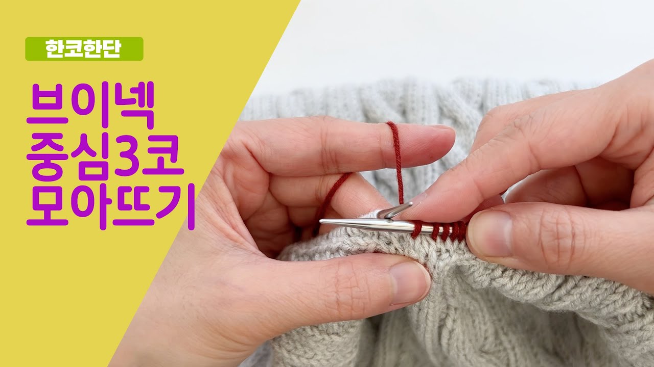 [대바늘] 브이넥 중심 3코 모아뜨기