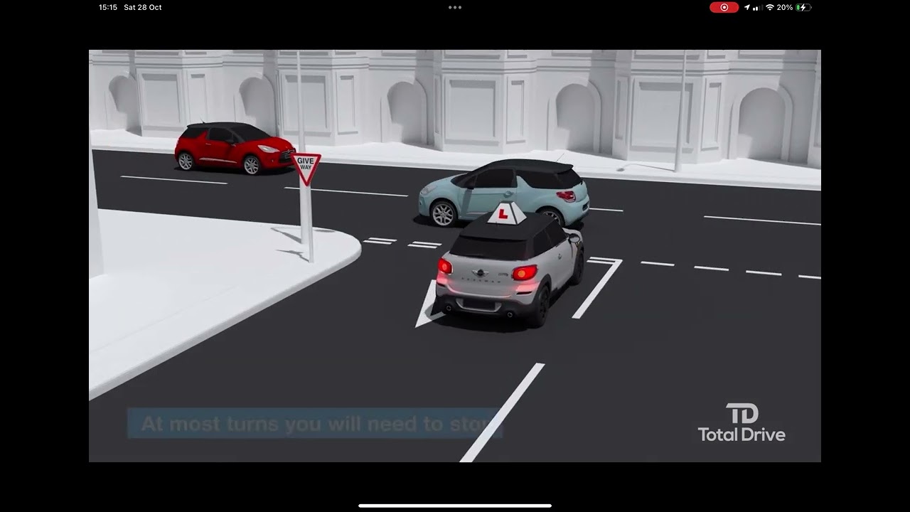 Turning right from a side road into a main road