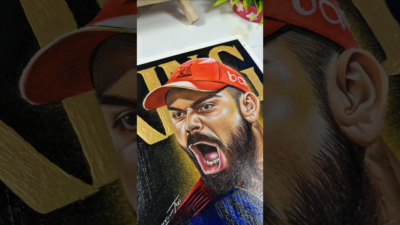 Virat Kohli with IPL Trophy Drawing 🏆 #shorts #art #drawing #viratkohli #ipl #rcb