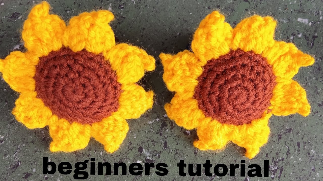 Crochet sunflower hairband 🌻/easy step by step tutorial 💫