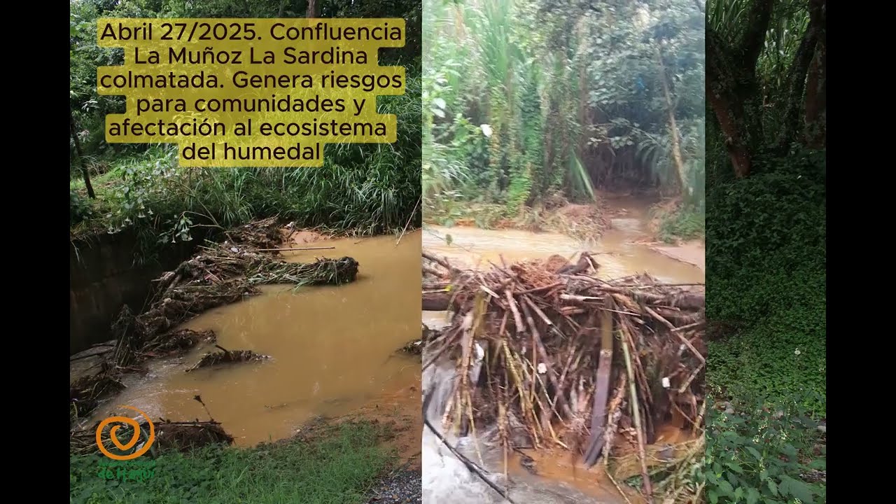 27.04/2025 Confluencia quebradas colmatada y con represamiento de las aguas