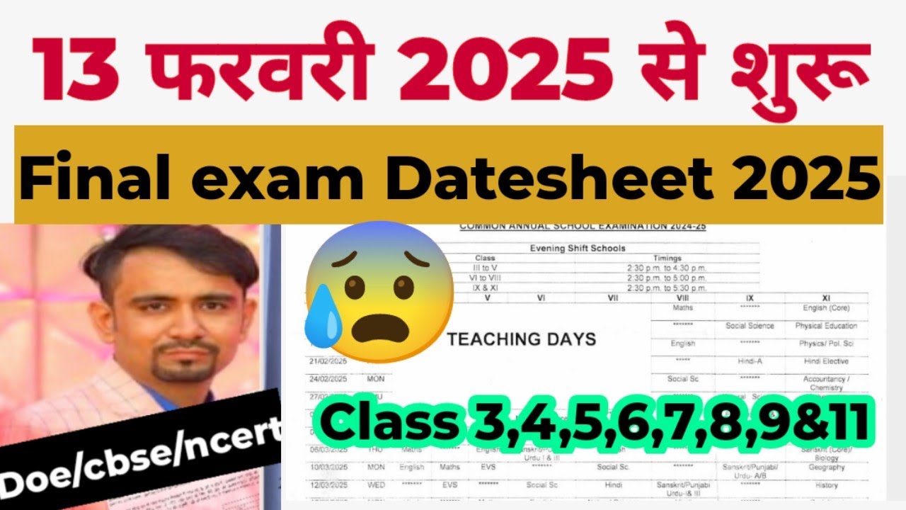 🥳Annual exam datesheet 2024 2025 class 3to11 doe/cbse / final term date sheet Kaise download Karen
