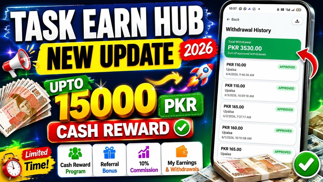 Task Earn Hub New Update 2026 | Cash Reward Program Explained | Referral Bonus & Earnings Proof
